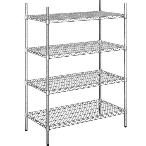 4260285071133 - Stahldraht-Gitterregal verchromt Fachlast 150 kg BxT 910 x 610 mm Grundregal Höhe 1370 mm 4 Fachböden kaiserkraft