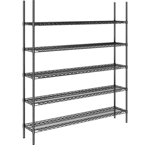 4061753091208 - Stahldraht-Gitterregal schwarz Fachlast 250 kg BxT 1520 x 360 mm Grundregal Höhe 1880 mm 5 Fachböden kaiserkraft