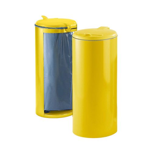 4030695010097 - VAR Stahlblech-Abfallsammler für Volumen 120 l Front verblendet gelb mit gelbem Kunststoffdeckel