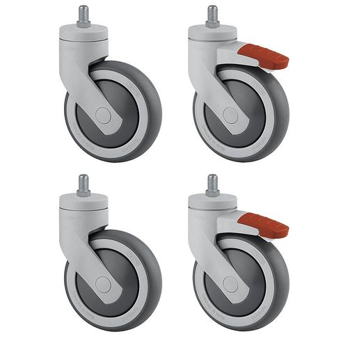 4031582432213 - TENTE Kunststoffrolle Set-Angebot 2 Lenkrollen mit Doppelstopp und 2 Lenkrollen Gewindestift Rad-Ø x Breite 75 x 25 mm 4031582432213 - TENTE Kunststoffrolle Set-Angebot 2 Lenkrollen mit Doppelstopp und 2 Lenkrollen Gewindestift Rad-Ø x Breite 75 x 25 mm