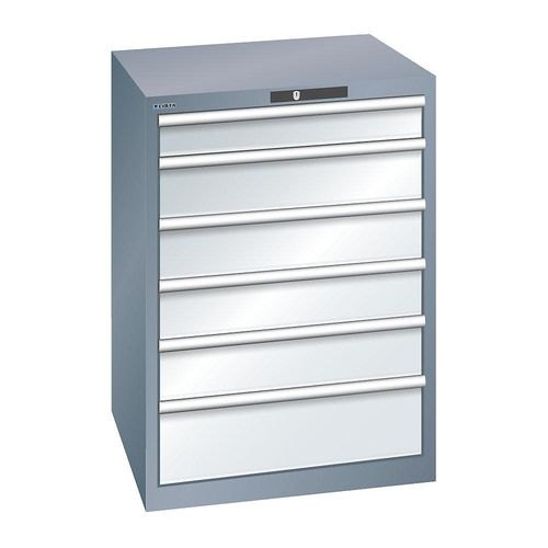 7612269044607 - LISTA Schubladenschrank Stahlblech HxB 1000 x 717 mm 6 Schubladen grau metallic   lichtgrau