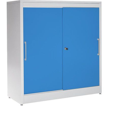 4250633324691 - mauser Schiebetürschrank Sideboard mit 2 Fachböden HxBxT 1240 x 1200 x 420 mm lichtgrau lichtblau 4250633324691 - mauser Schiebetürschrank Sideboard mit 2 Fachböden HxBxT 1240 x 1200 x 420 mm lichtgrau lichtblau