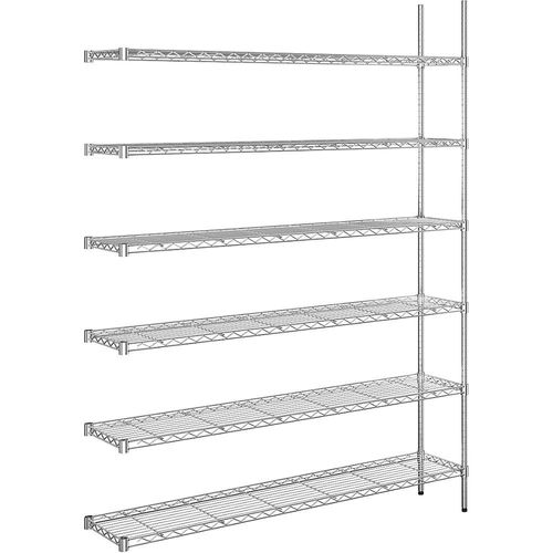 4061753091710 - Stahldraht-Gitterregal verchromt Fachlast 100 kg BxT 1520 x 360 mm Anbauregal Höhe 2180 mm 6 Fachböden kaiserkraft 4061753091710 - Stahldraht-Gitterregal verchromt Fachlast 100 kg BxT 1520 x 360 mm Anbauregal Höhe 2180 mm 6 Fachböden kaiserkraft