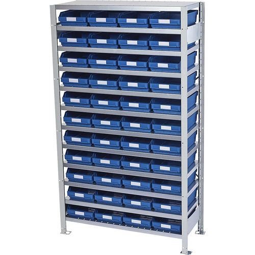 4250621500687 - Steckregal mit Regalkästen Regalhöhe 1790 mm Grundregal Tiefe 300 mm 44 Kästen blau STEMO