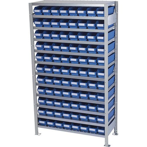 4250621500748 - Steckregal mit Regalkästen Regalhöhe 1790 mm Grundregal Tiefe 400 mm 88 Kästen blau STEMO 4250621500748 - Steckregal mit Regalkästen Regalhöhe 1790 mm Grundregal Tiefe 400 mm 88 Kästen blau STEMO