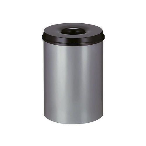 8713631016518 - Sicherheits-Papierkorb Stahl selbstlöschend Volumen 30 l HxØ 470 x 335 mm Korpus grau   Löschkopf schwarz kaiserkraft
