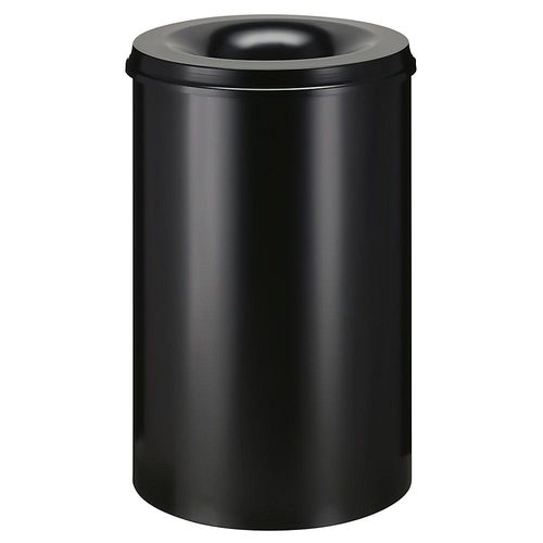 8713631002221 - Sicherheits-Papierkorb Stahl selbstlöschend Volumen 110 l HxØ 720 x 470 mm Korpus schwarz   Löschkopf schwarz kaiserkraft