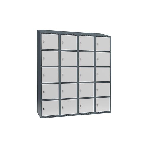 7042424834109 - 5er-Schließfachschrank Fydor 4 Abteile blaugrau   lichtgrau B 1200 mm 4 Abteile schräge Dachform Vorhängeschloss kaiserkraft