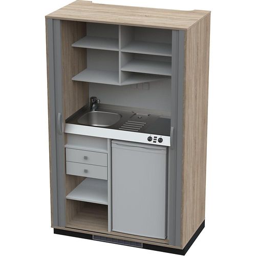4021177249722 - Schrankküche mit Jalousiefront 2 Glaskeramikkochfelder Becken links Eiche anthrazit 1956 x 1200 x 650 mm kaiserkraft 4021177249722 - Schrankküche mit Jalousiefront 2 Glaskeramikkochfelder Becken links Eiche anthrazit 1956 x 1200 x 650 mm kaiserkraft