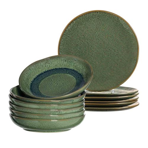 4002541260468 - Tellerset MATERA 12-teilig grün Keramik 4002541260468 - Tellerset MATERA 12-teilig grün Keramik
