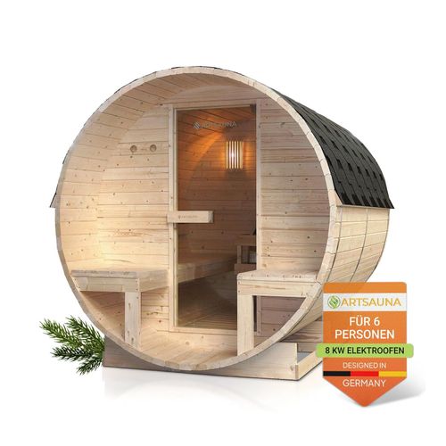 4262437185958 - Fasssauna Spitzbergen 220 mit zwei Bänken - 6 Personen 8 kW Ofen Zubehör - Fichtenholz Sauna 4262437185958 - Fasssauna Spitzbergen 220 mit zwei Bänken - 6 Personen 8 kW Ofen Zubehör - Fichtenholz Sauna