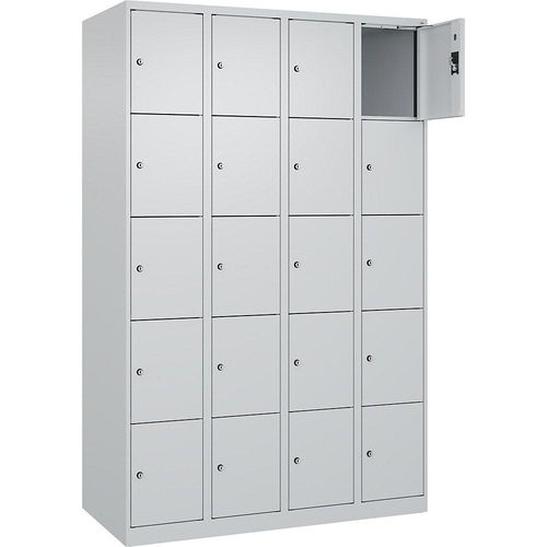 4068192008590 - 5er-Schließfachschrank Evolo PLUS 4 Abteile lichtgrau B 1200 mm 20 Fächer mit Bodengleitern Zylinderschloss kaiserkraft