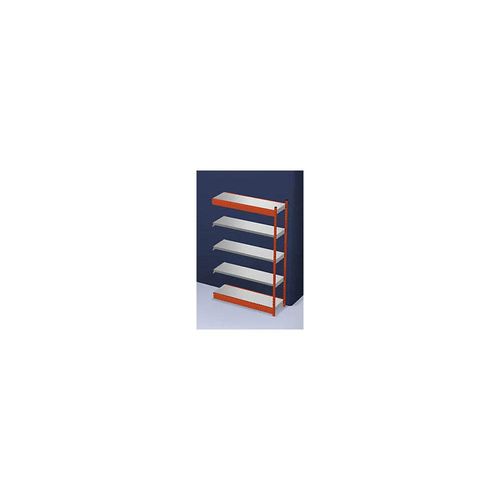 4250623733991 - Stabil-Steckregal einseitig Regalhöhe 2000 mm orange verzinkt Bodenbreite 1325 mm Anbauregal Breite x Tiefe 1325 x 400 mm hofe