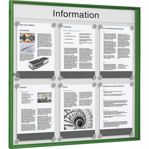 4260256792340 - Schaukasten für innen für Format 3 x 2 DIN A4 Rahmen grün kaiserkraft