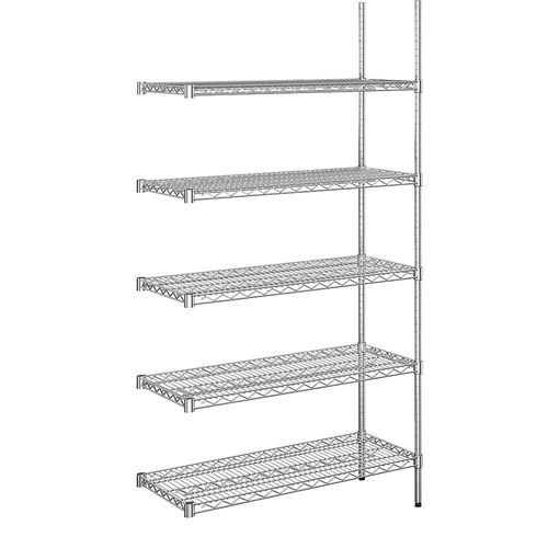 4061753092137 - Stahldraht-Gitterregal verchromt Fachlast 250 kg BxT 910 x 460 mm Anbauregal Höhe 1880 mm 5 Fachböden kaiserkraft 4061753092137 - Stahldraht-Gitterregal verchromt Fachlast 250 kg BxT 910 x 460 mm Anbauregal Höhe 1880 mm 5 Fachböden kaiserkraft