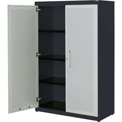 4250633331255 - mauser Flügeltürenschrank akustisch wirksam HxBxT 1516 x 1000 x 432 mm 3 Fachböden anthrazitgrau   lichtgrau