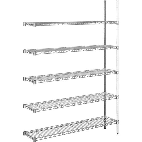 4061753091574 - Stahldraht-Gitterregal verchromt Fachlast 100 kg BxT 1220 x 360 mm Anbauregal Höhe 1880 mm 5 Fachböden kaiserkraft 4061753091574 - Stahldraht-Gitterregal verchromt Fachlast 100 kg BxT 1220 x 360 mm Anbauregal Höhe 1880 mm 5 Fachböden kaiserkraft