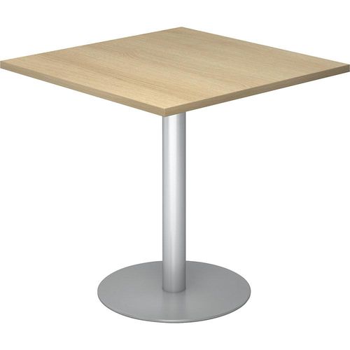 4032062157596 - Besprechungstisch LxB 800 x 800 mm 755 mm hoch Gestell silber Platte Eiche-Dekor kaiserkraft