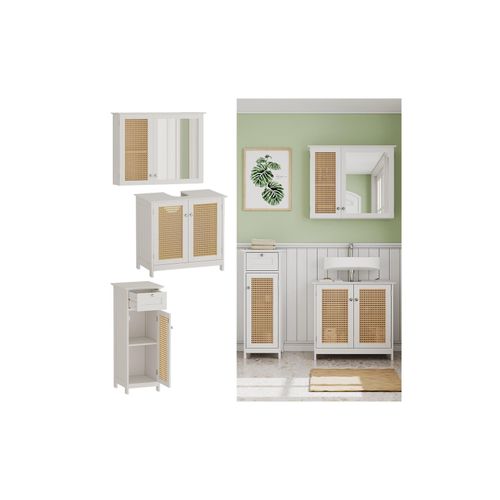 4066731271757 - Badmöbel-Set Rosario Weiß moderne Serie Badezimmer dekorative Front Spiegelschrank Waschtischunterschrank Midischrank 4066731271757 - Badmöbel-Set Rosario Weiß moderne Serie Badezimmer dekorative Front Spiegelschrank Waschtischunterschrank Midischrank