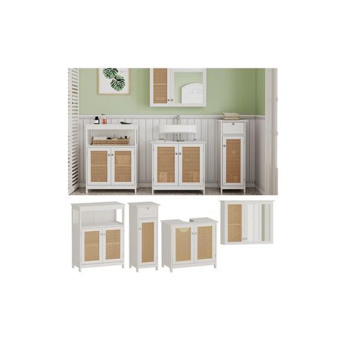 4066731271788 - Badmöbel-Set Rosario Weiß moderne Serie Badezimmer dekorative Front Spiegelschrank Waschtischunterschrank Midischrank Sideboard 4066731271788 - Badmöbel-Set Rosario Weiß moderne Serie Badezimmer dekorative Front Spiegelschrank Waschtischunterschrank Midischrank Sideboard