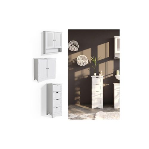 4251421940673 - 3er Badmöbel Set Bianco Spiegelschrank Waschtischunterschrank Badschrank Badezimmermöbel Set im Landhausstil 4251421940673 - 3er Badmöbel Set Bianco Spiegelschrank Waschtischunterschrank Badschrank Badezimmermöbel Set im Landhausstil