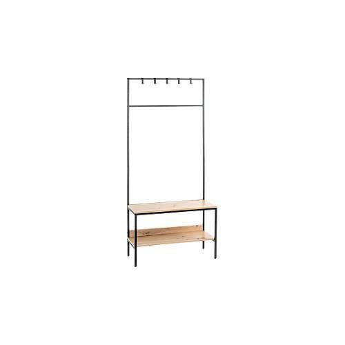 4001070374615 - Standgarderobe HAKU 5 Haken Gesamttragkraft 15 kg 2 Ablagen B 800 x T 350 x H 1800 mm Stahl Holz Metall schwarz helles Eiche-Dekor 4001070374615 - Standgarderobe HAKU 5 Haken Gesamttragkraft 15 kg 2 Ablagen B 800 x T 350 x H 1800 mm Stahl Holz Metall schwarz helles Eiche-Dekor