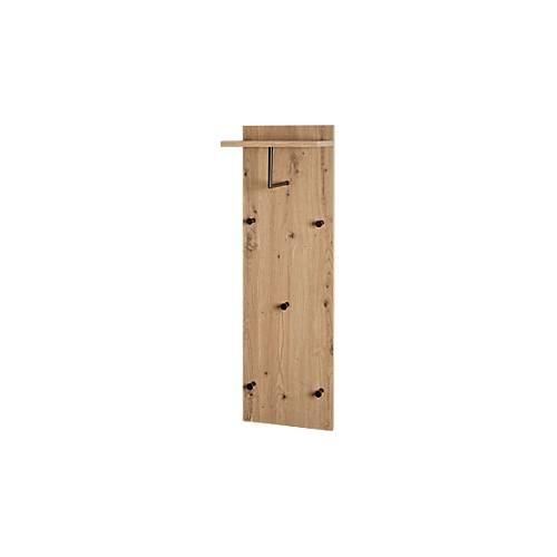 4001070374486 - Wandgarderobe HAKU 5 Haken mit jeweils 3 kg Tragkraft Kleiderstange Hutablage B 300 x T 200 x H 1000 mm Holz Metall helles Eiche-Dekor schwarz