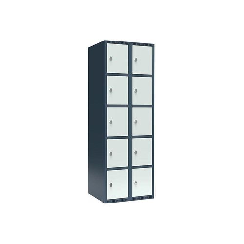 7042424834680 - 5er-Schließfachschrank Fydor 2 Abteile blaugrau   lichtgrau B 600 mm 2 Abteile flache Dachform Vorhängeschloss kaiserkraft