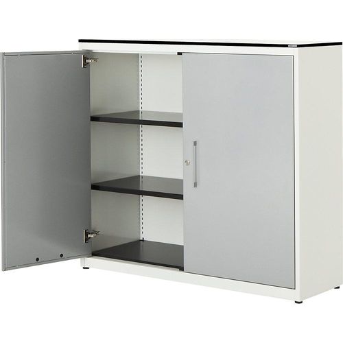4250633328972 - mauser Flügeltürenschrank HxB 1168 x 1200 mm HPL-Vollkernplatte 2 Fachböden reinweiß weißaluminium weiß 4250633328972 - mauser Flügeltürenschrank HxB 1168 x 1200 mm HPL-Vollkernplatte 2 Fachböden reinweiß weißaluminium weiß