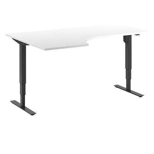 4061753266446 - Schreibtisch Atlanta elektrisch höhenverstellbar Ecke BxT 1800 x 1200 mm weiß schwarz links kaiserkraft