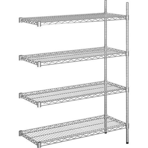 4260285071089 - Stahldraht-Gitterregal verchromt Fachlast 150 kg BxT 910 x 460 mm Anbauregal Höhe 1370 mm 4 Fachböden kaiserkraft