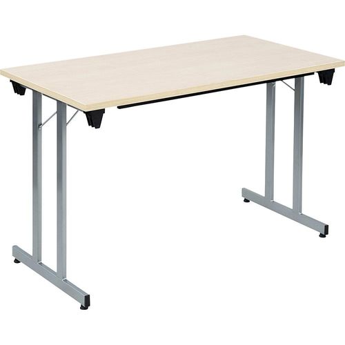 4061753246547 - Klapptisch F25 BxT 1200 x 600 mm Platte Ahorn-Dekor Gestell alusilber kaiserkraft