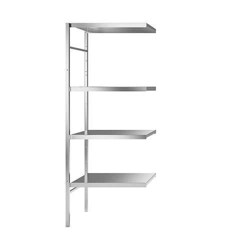 4021177002341 - Edelstahl-Steckregal 4 glatte Fachböden Fachbodenbreite x Tiefe 640 x 540 mm Eck-Anbauregal kaiserkraft