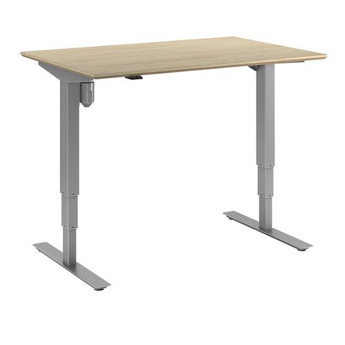 4061753261298 - Schreibtisch Atlanta Trend elektrisch höhenverstellbar gerade BxT 1200 x 800 mm Eiche silber kaiserkraft