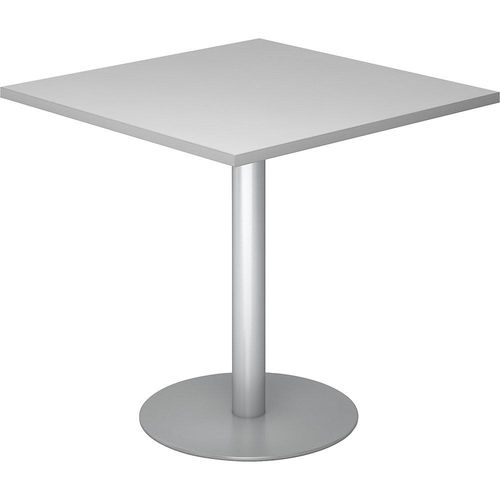 4032062157305 - Besprechungstisch LxB 800 x 800 mm 755 mm hoch Gestell silber Platte lichtgrau kaiserkraft