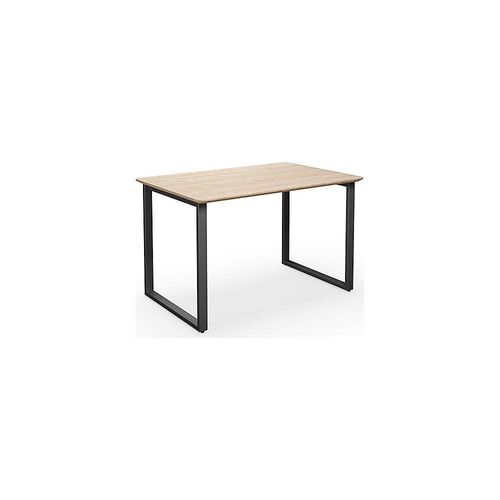 4061753268327 - Mehrzwecktisch DUO-O Trend gerade Platte abgerundete Ecken Tiefe 800 mm Breite 1200 mm Eiche   schwarz kaiserkraft