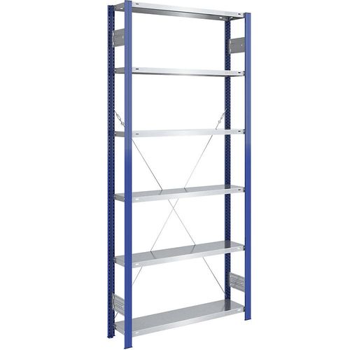 4250623788526 - eurokraft pro Lager-Steckregal Regalständer blau Boden verzinkt HxB 2500 x 1000 mm Grundregal Tiefe 300 mm 4250623788526 - eurokraft pro Lager-Steckregal Regalständer blau Boden verzinkt HxB 2500 x 1000 mm Grundregal Tiefe 300 mm