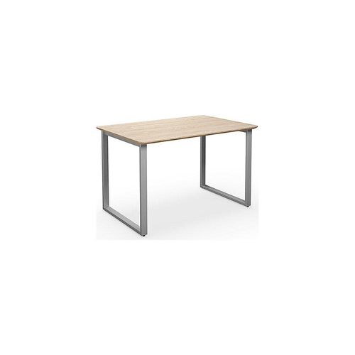 4061753268310 - Mehrzwecktisch DUO-O Trend gerade Platte abgerundete Ecken Tiefe 800 mm Breite 1200 mm Eiche   silber kaiserkraft