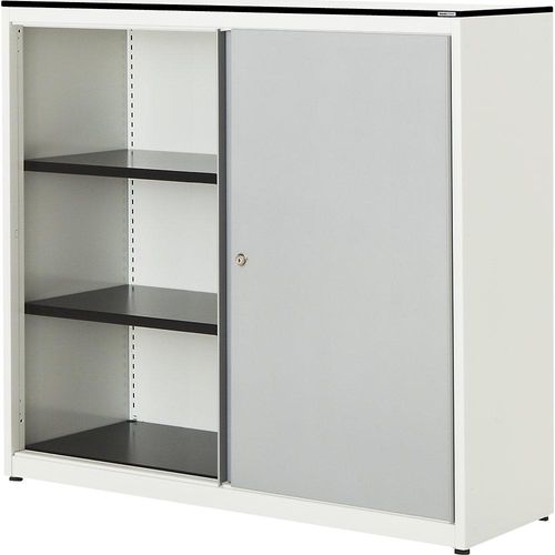 4250633329603 - mauser Schiebetürenschrank HxBxT 1168 x 1200 x 432 mm Vollkernplatte 2 Fachböden reinweiß   weißaluminium   weiß