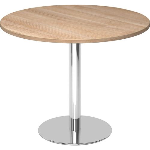 4032062147436 - Besprechungstisch Ø 1000 mm 755 mm hoch Gestell verchromt Platte Nussbaum-Dekor kaiserkraft 4032062147436 - Besprechungstisch Ø 1000 mm 755 mm hoch Gestell verchromt Platte Nussbaum-Dekor kaiserkraft