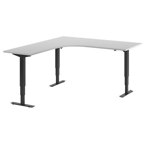 4061753259530 - Schreibtisch Atlanta elektrisch höhenverstellbar L-Form BxT 1800 x 2000 mm lichtgrau schwarz links kaiserkraft
