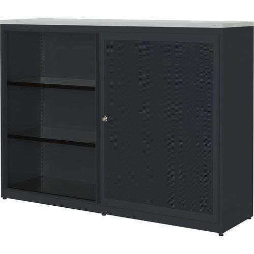 4250633332160 - mauser Schiebetürenschrank akustisch wirksam Kunststoffplatte HxBxT 1180 x 1600 x 432 mm 2 x 2 Fachböden anthrazitgrau   anthrazitgrau   lichtgrau
