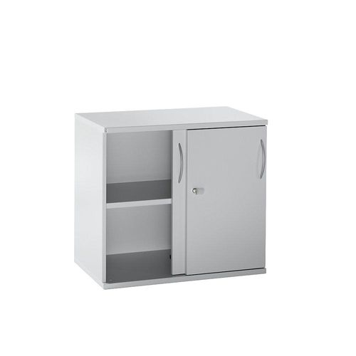 4260429761579 - LENA - Schiebetürenschrank 1 Fachboden 2 Ordnerhöhen 2 Schiebetüren HxBxT 722 x 800 x 442 mm lichtgrau kaiserkraft