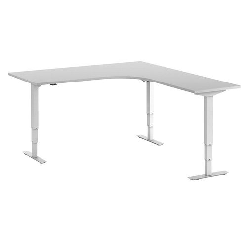 4061753259738 - Schreibtisch Atlanta elektrisch höhenverstellbar L-Form BxT 1800 x 2000 mm lichtgrau weiß rechts kaiserkraft