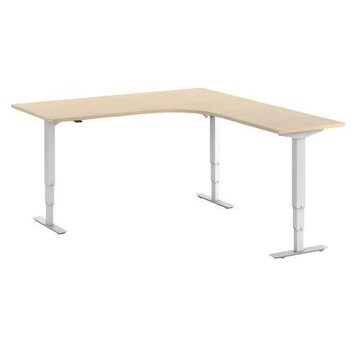 4061753259585 - Schreibtisch Atlanta elektrisch höhenverstellbar L-Form BxT 1800 x 2000 mm Birke weiß rechts kaiserkraft