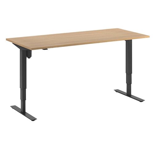 4061753266088 - Schreibtisch Atlanta elektrisch höhenverstellbar gerade BxT 1800 x 800 mm Buche schwarz kaiserkraft