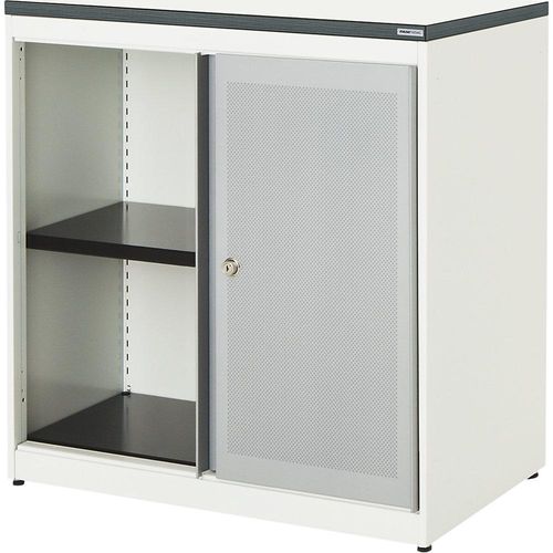 4250633331439 - mauser Schiebetürenschrank akustisch wirksam Kunststoffplatte HxBxT 830 x 800 x 432 mm 1 Fachboden reinweiß   weißaluminium   weiß