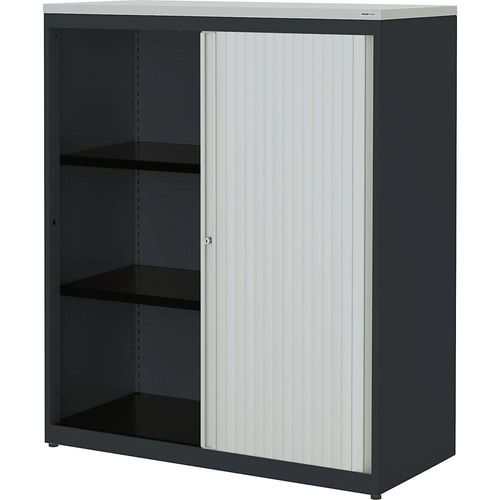 4250633330128 - mauser Querrollladenschrank HxBxT 1180 x 1000 x 432 mm Kunststoffplatte 2 Fachböden anthrazitgrau   lichtgrau   lichtgrau