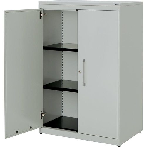 4250633328286 - mauser Flügeltürenschrank HxB 1180 x 800 mm Kunststoffplatte 2 Fachböden lichtgrau   lichtgrau   lichtgrau
