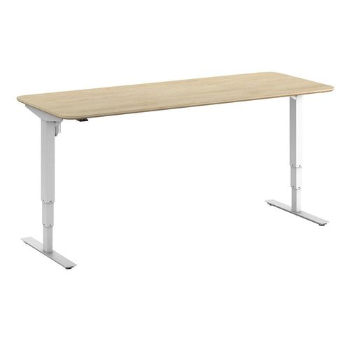 4061753261731 - Schreibtisch Atlanta Trend elektrisch höhenverstellbar gerade abgerundete Ecken BxT 2000 x 800 mm Eiche weiß kaiserkraft